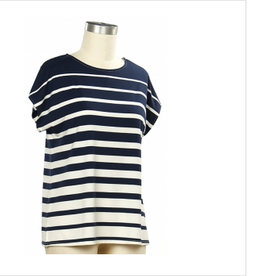 N Touch N Touch Phantom Ink White Round Neck S/S Petite Top