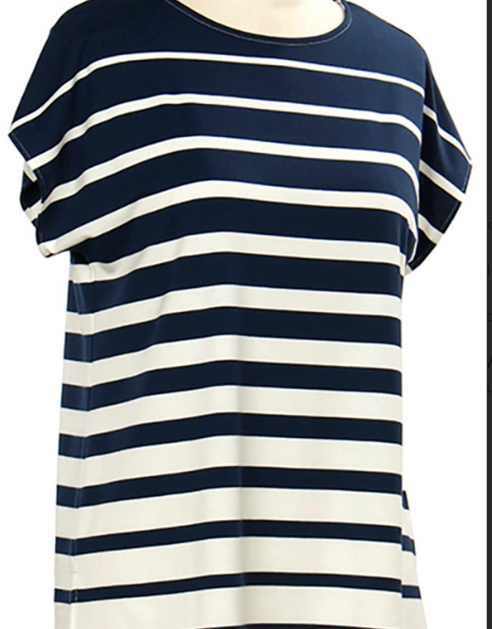 N Touch N Touch Phantom Ink White Round Neck S/S Petite Top