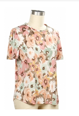 N Touch N Touch  Cafe Sunset Floral Print Round Neck  S/S Top