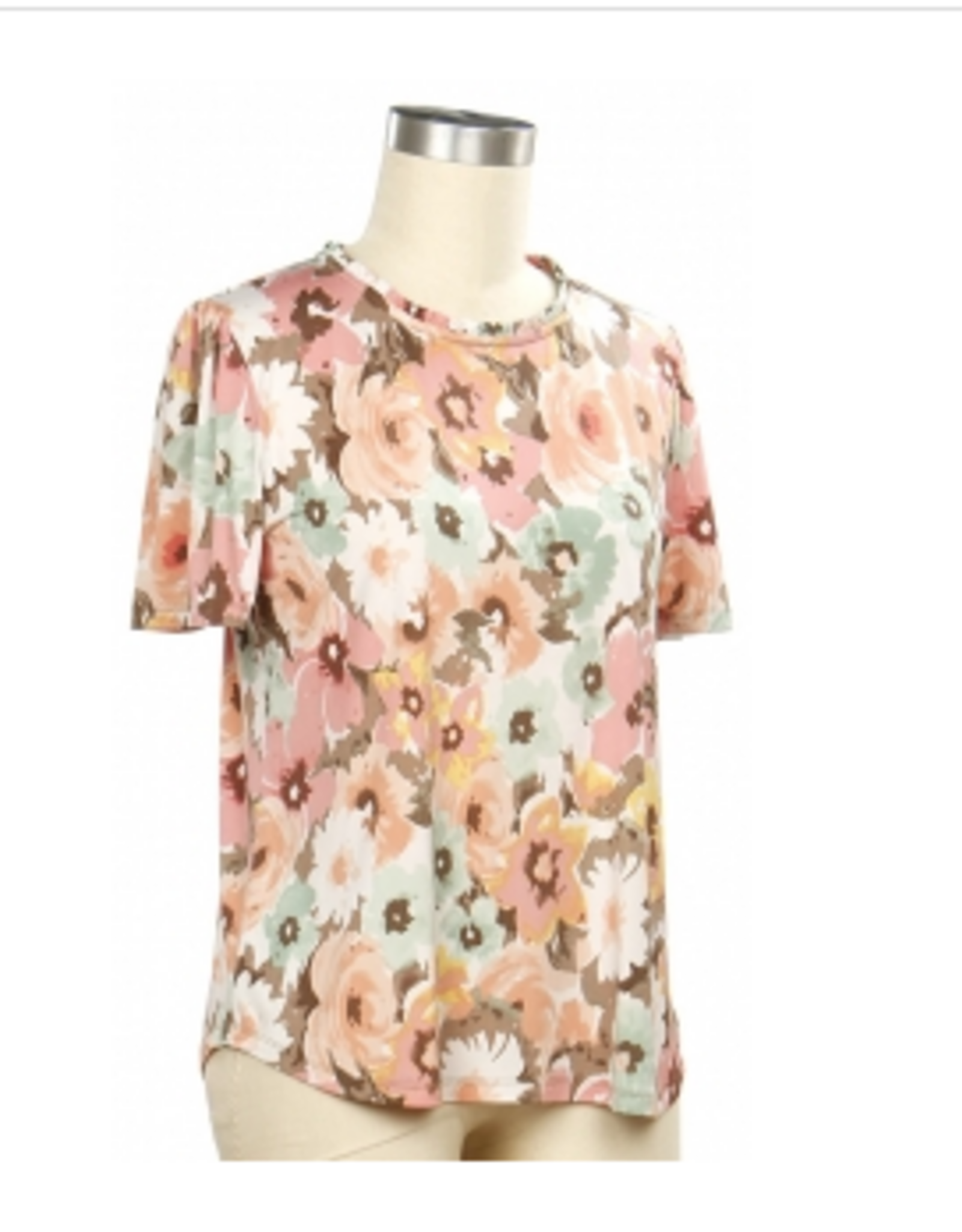 N Touch N Touch  Cafe Sunset Floral Print Round Neck  S/S Top