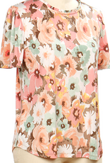 N Touch N Touch  Cafe Sunset Floral Print Round Neck  S/S Top