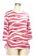 N Touch N Touch Pink Breelynn Print Stripe  3/4 Sleeve Petite Top