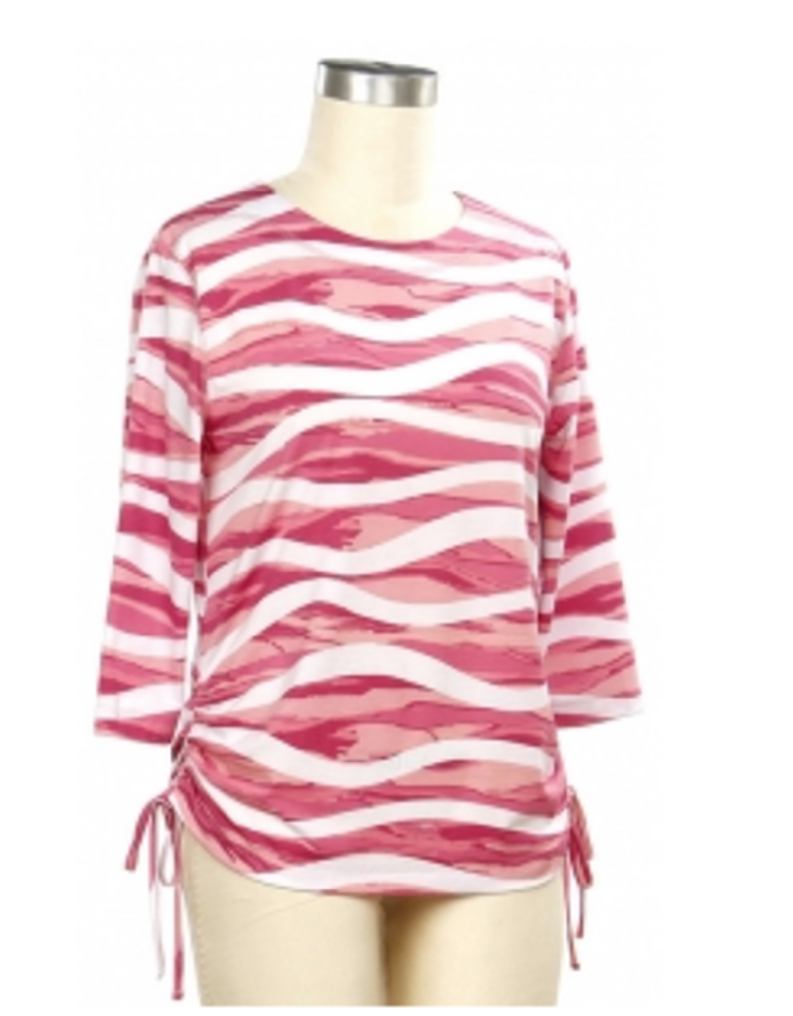 N Touch N Touch Pink Breelynn Print Stripe  3/4 Sleeve Petite Top