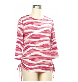 N Touch N Touch Pink Breelynn Print Stripe  3/4 Sleeve Petite Top
