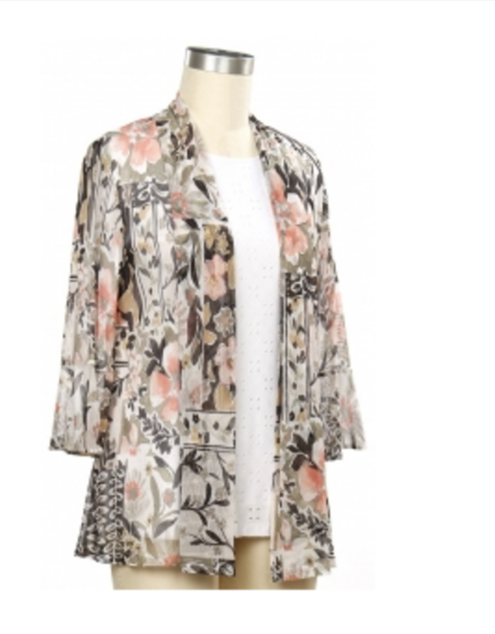 N Touch N Touch Neutral Epic Peach Open Front 3/4 Sleeve Mesh Cardigan