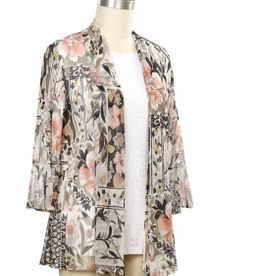 N Touch N Touch Neutral Epic Peach Open Front 3/4 Sleeve Mesh Cardigan