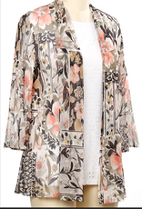 N Touch N Touch Neutral Epic Peach Open Front 3/4 Sleeve Mesh Cardigan