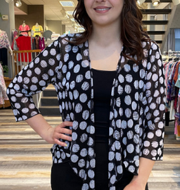 Creation Creation Black/White Dot Print 3/4 Sleeve Mesh Bolero