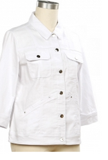 N Touch N Touch White  Denim Button Up 3/4 Sleeve Petite Jacket