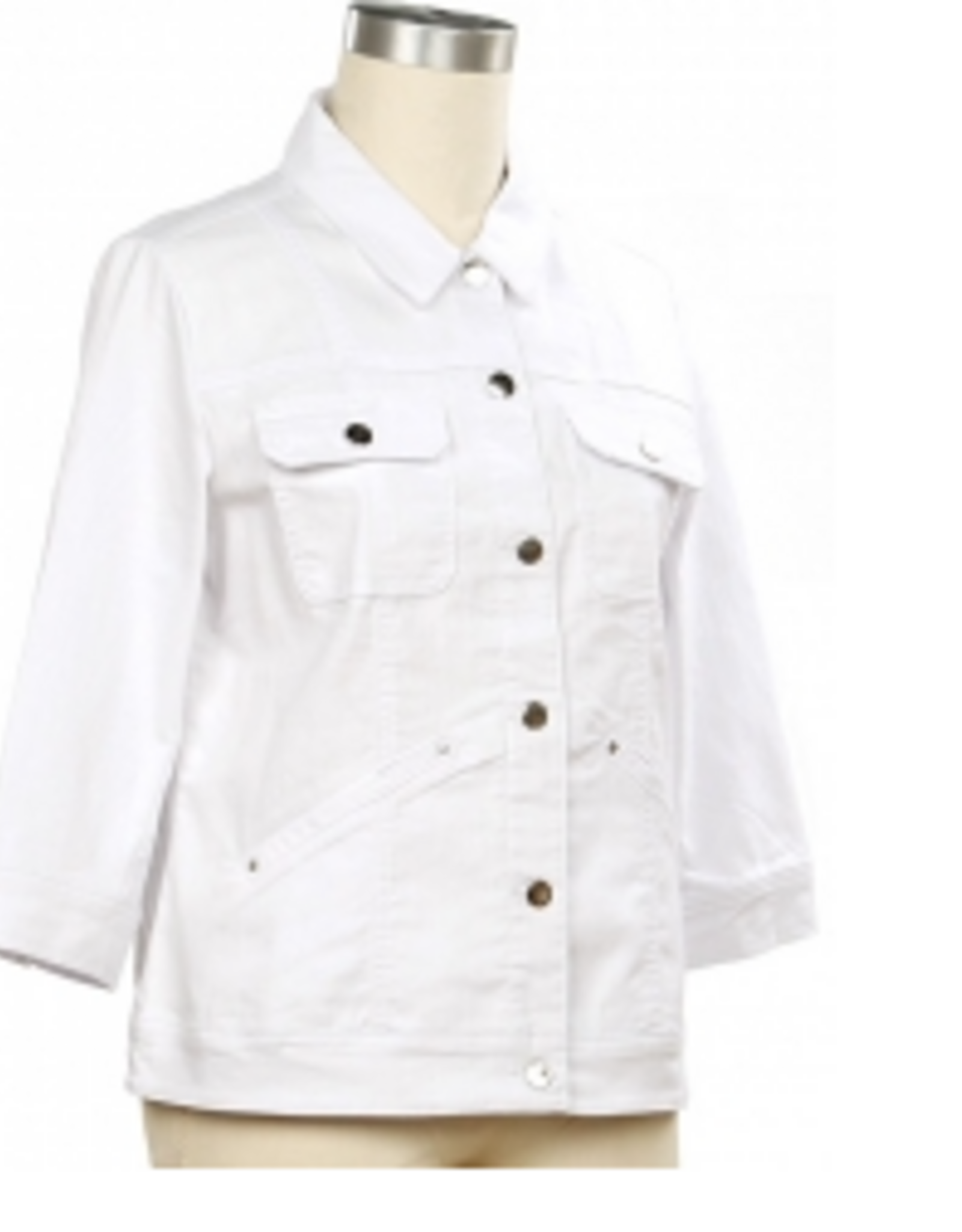 N Touch N Touch White  Denim Button Up 3/4 Sleeve Petite Jacket