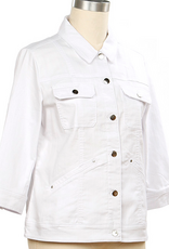 N Touch N Touch White  Denim Button Up 3/4 Sleeve Petite Jacket