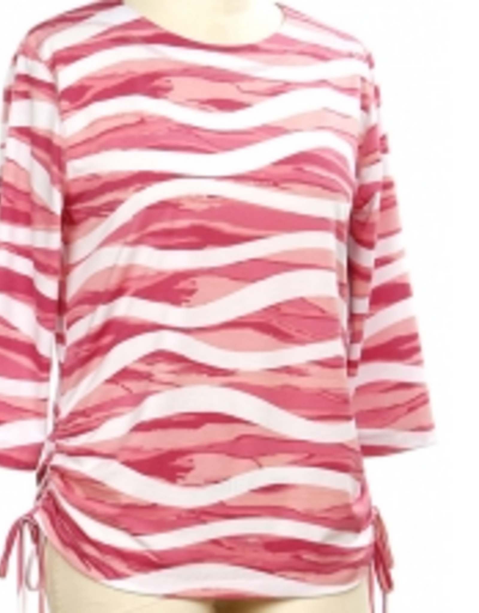 N Touch N Touch Pink Breelynn Print Stripe  3/4 Sleeve Top