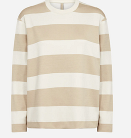 Soya Concept SOYACOCONCEPT  Sand  Stripe Round Neck Long Sleeve Top