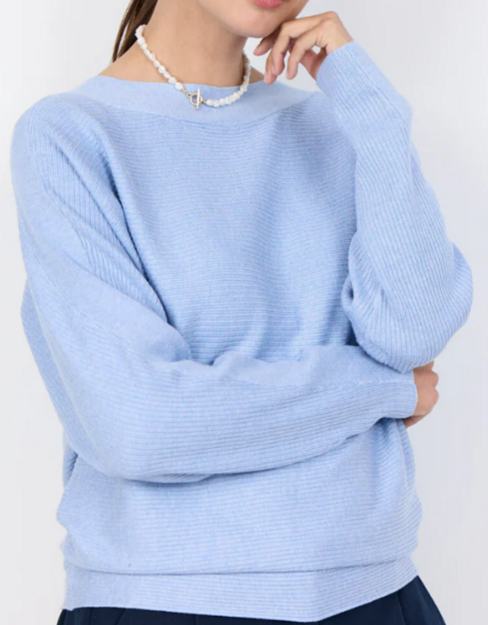 Soya Concept SOYACOCONCEPT  Light Blue Round Neck Long Sleeve Top