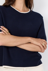 Soya Concept SOYACOCONCEPT  Navy Round Neck Contrast Trim S/S Top
