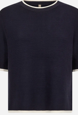 Soya Concept SOYACOCONCEPT  Navy Round Neck Contrast Trim S/S Top