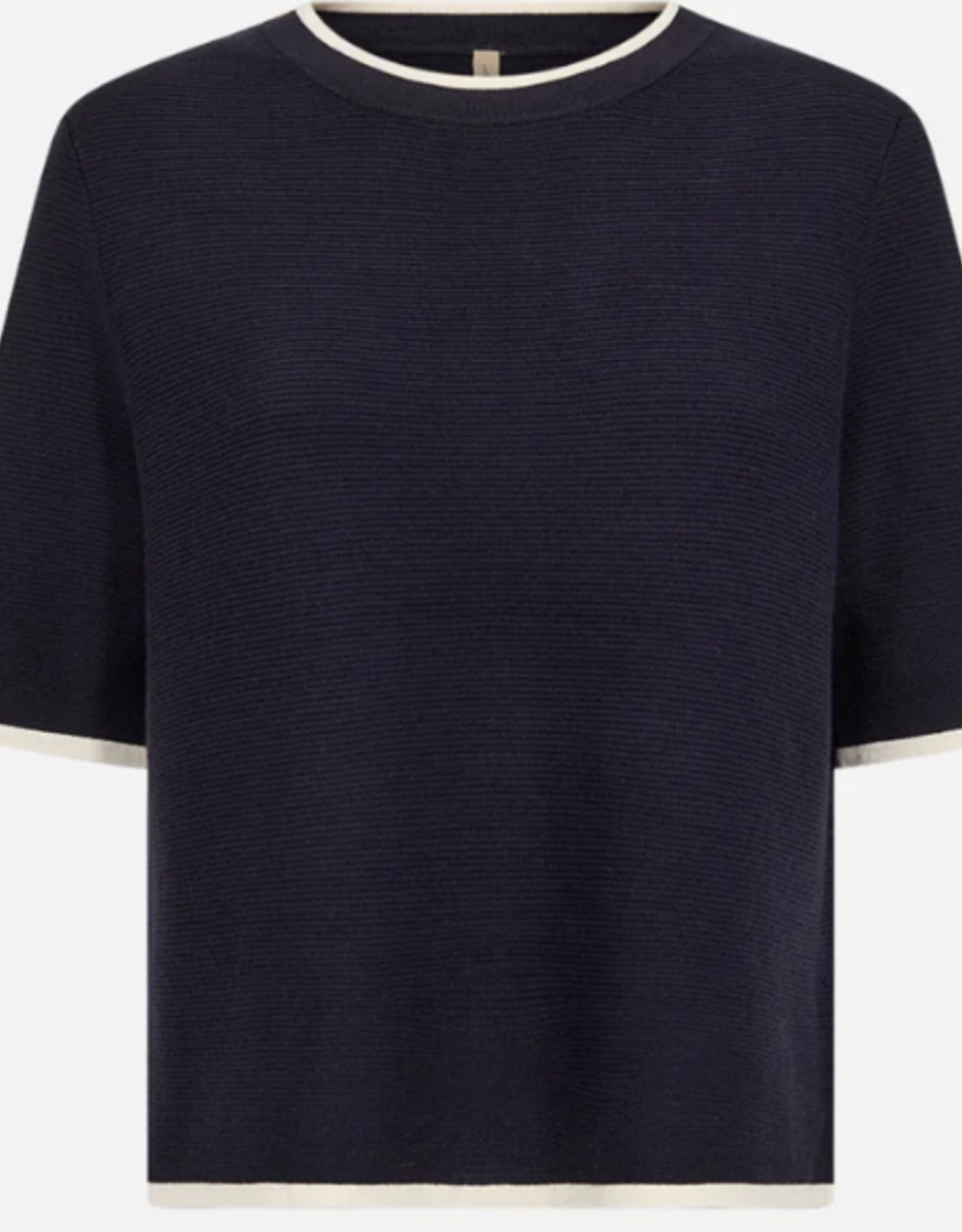 Soya Concept SOYACOCONCEPT  Navy Round Neck Contrast Trim S/S Top