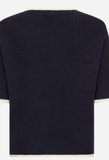 Soya Concept SOYACOCONCEPT  Navy Round Neck Contrast Trim S/S Top
