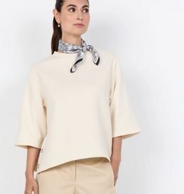 Soya Concept SOYACOCONCEPT  Cream High Round Neck 3/4 Sleeve Top