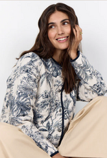 Soya Concept SOYACOCONCEPT  Navy Botanical Print Snap Front L/S Jacket