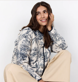 Soya Concept SOYACOCONCEPT  Navy Botanical Print Snap Front L/S Jacket