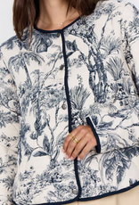 Soya Concept SOYACOCONCEPT  Navy Botanical Print Snap Front L/S Jacket