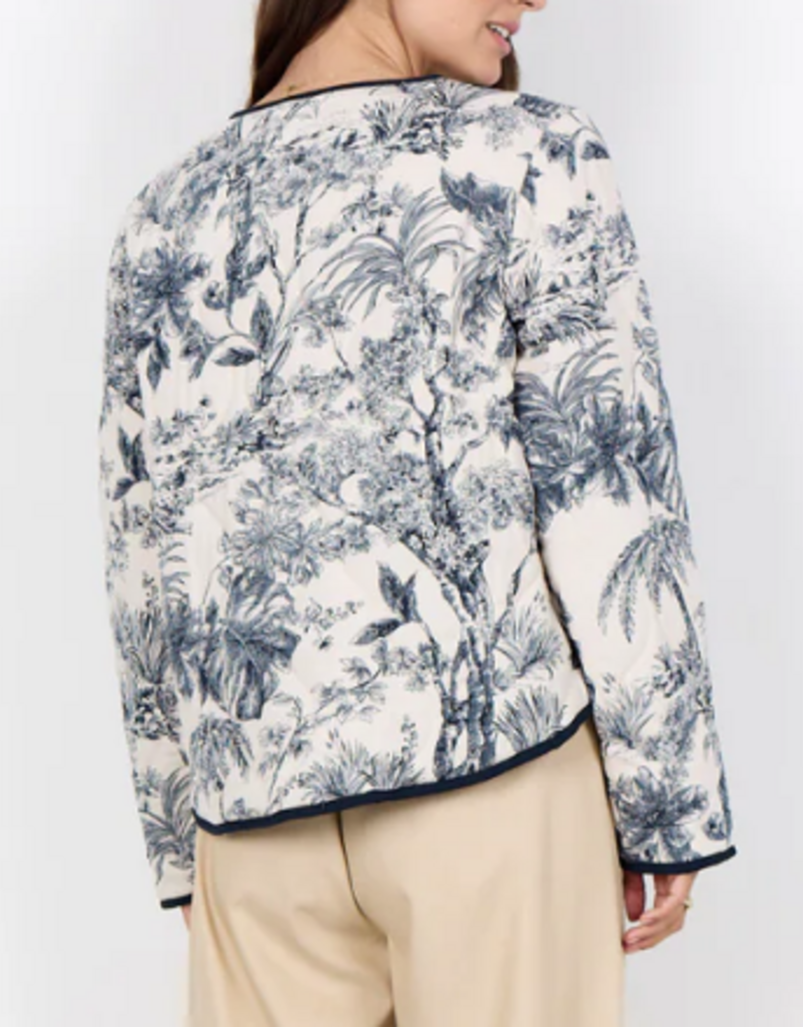Soya Concept SOYACOCONCEPT  Navy Botanical Print Snap Front L/S Jacket