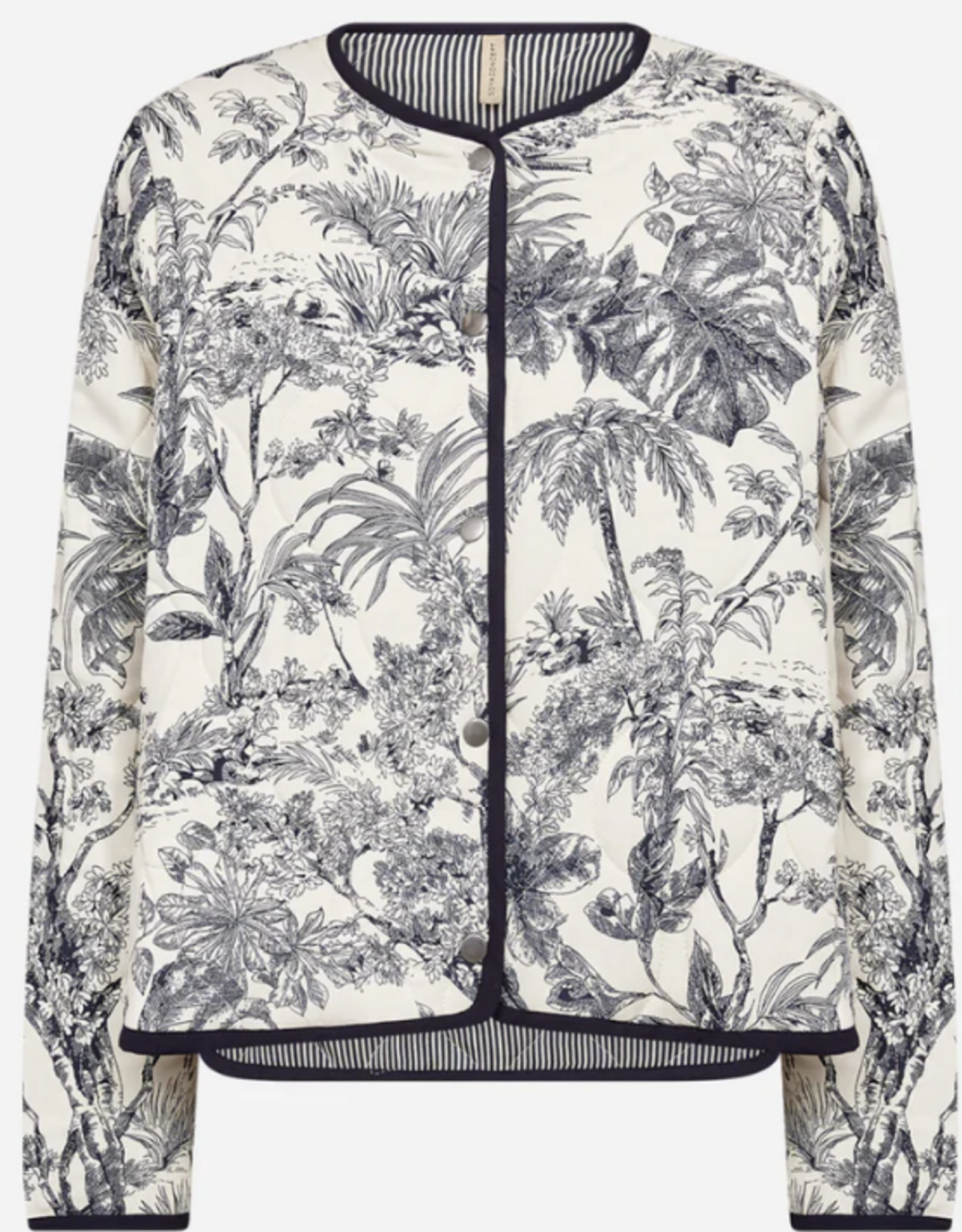 Soya Concept SOYACOCONCEPT  Navy Botanical Print Snap Front L/S Jacket