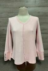 Habitat Habitat Blush Textured Print V-Neck L/S Snap Cuff Detail Top