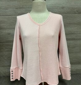 Habitat Habitat Blush Textured Print V-Neck L/S Snap Cuff Detail Top