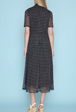 Picadilly Picadilly  Black/White Small Polka Dot Print Button Up Dress