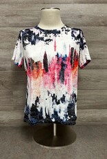 Picadilly Picadilly Hibiscus Multi Print Round neck Short Sleeve Top