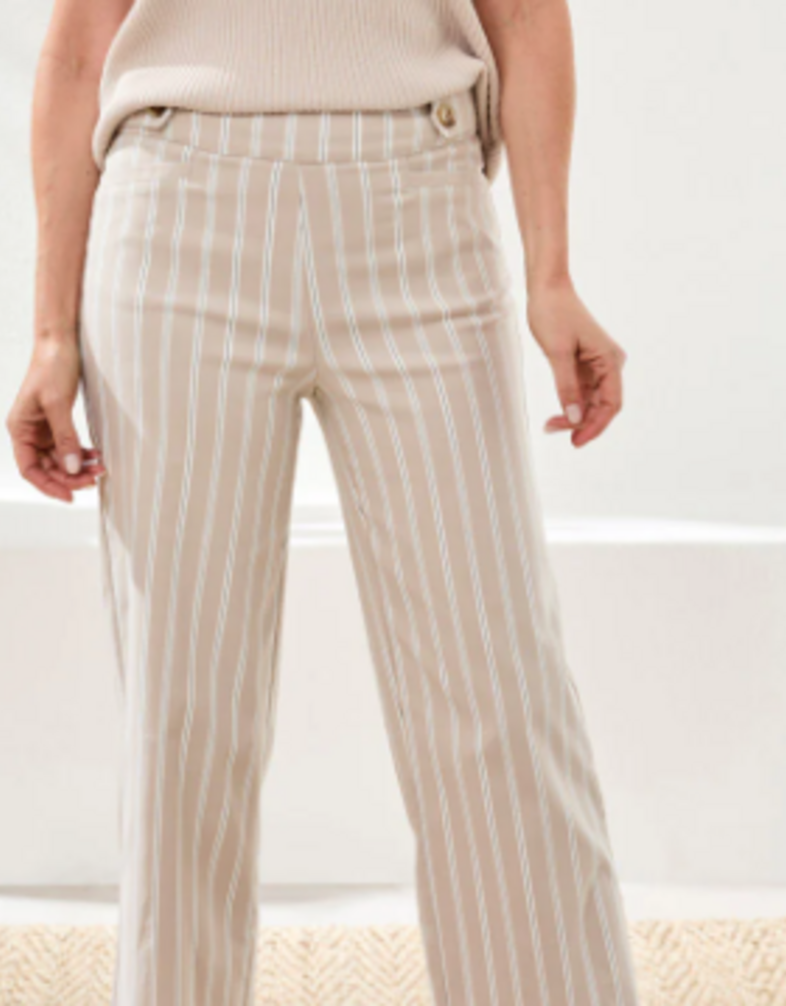 Tribal Tribal Beach Bengaline Stripe Pull On  Capri Pant