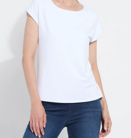 Lysse Lysse White Cool-Fresh Moisture Wicking Round Neck S/S Top