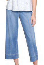 Tru Luxe Tru Luxe Light Indigo Front Crease Stitching Crop Wide Leg Jean