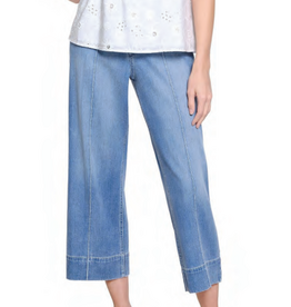 Tru Luxe Tru Luxe Light Indigo Front Crease Stitching Crop Wide Leg Jean