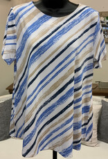 N Touch N Touch Fresco Blue Khaki Round Neck S/S Petite Top