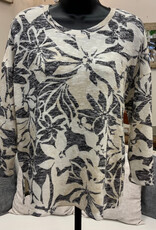 Tribal Tribal   Ecru Leaf Print Round Neck Long Sleeve