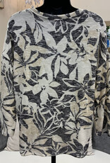 Tribal Tribal   Ecru Leaf Print Round Neck Long Sleeve