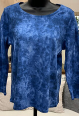 Habitat Habitat Indigo Marbled Print  Round Neck 3/4 Sleeve Top