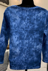 Habitat Habitat Indigo Marbled Print  Round Neck 3/4 Sleeve Top