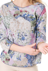 Trisha Tyler Trisha Tyler Pink/Blue Hydrangea Print 3/4 Sleeve Reversible Top