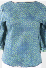 Trisha Tyler Trisha Tyler Blue/Green Floral Print 3/4 Sleeve Reversible Top