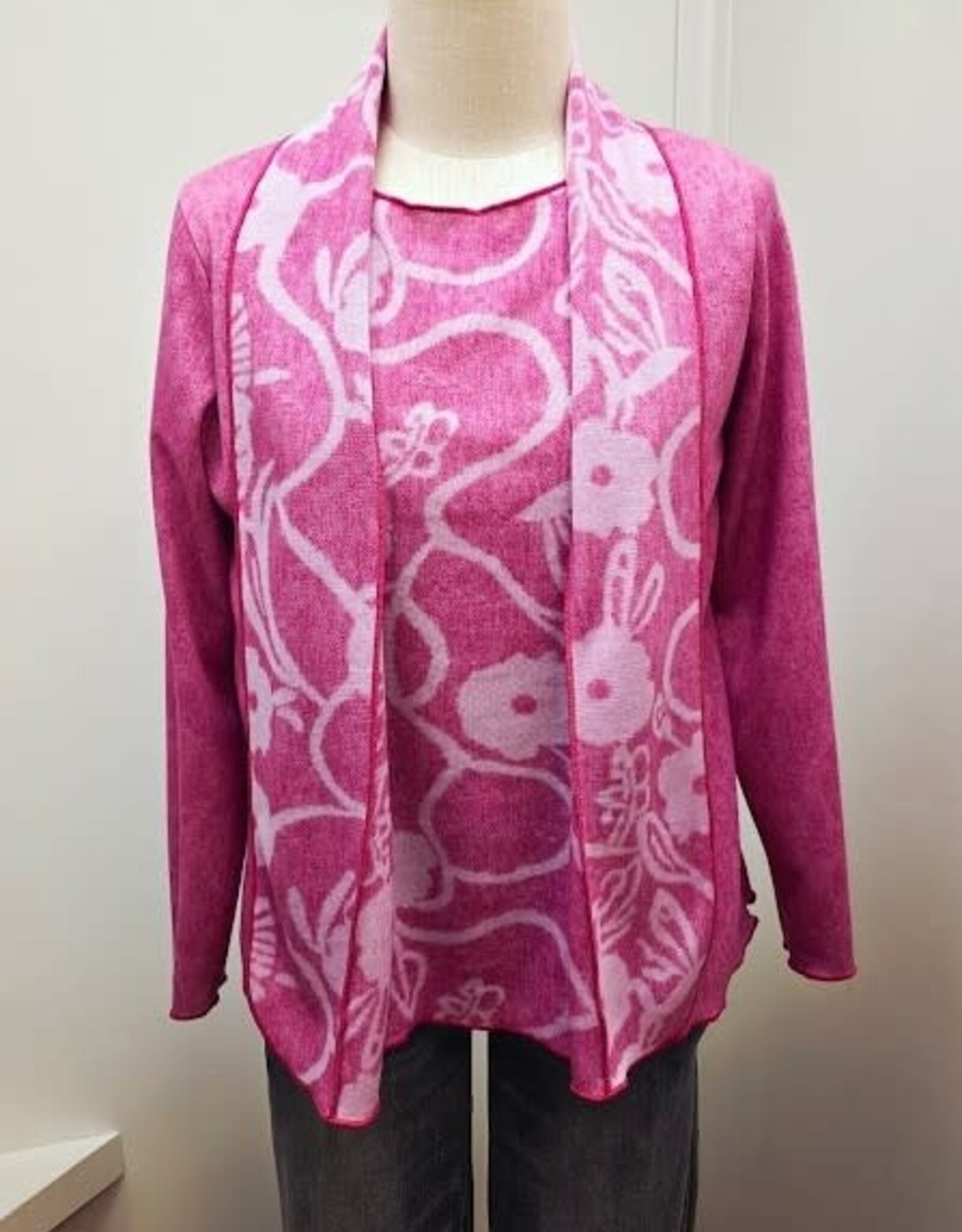 Trisha Tyler Trisha Tyler Pink Reversible Floral Cardigan