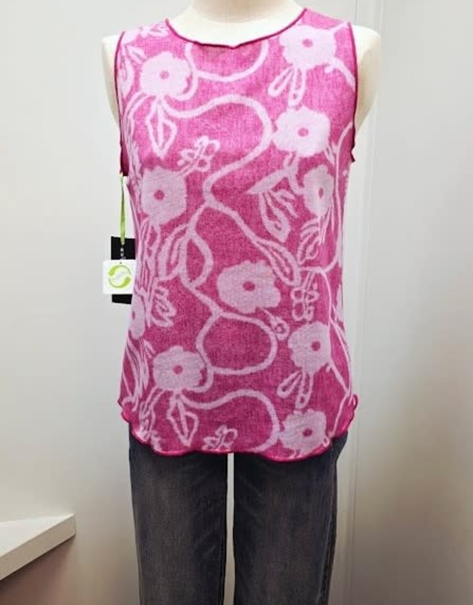 Trisha Tyler Trisha Tyler Pink Reversible Floral Sleeveless S-Line Tank