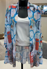 Creation Creations ART26 White/Multi Mesh Open Front 3/4 Sleeve Cardigan