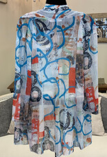 Creation Creations ART26 White/Multi Mesh Open Front 3/4 Sleeve Cardigan