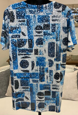 Creations Creations MTP-1 A11 Blue/White Metallic Dots Round Neck S/S Top