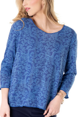 Trisha Tyler Trisha Tyler  Blue Block Print 3/4 Sleeve Reversible Top
