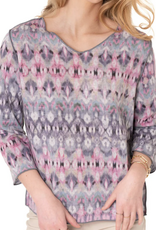 Trisha Tyler Trisha Tyler Pastel Batik Print 3/4 Sleeve Reversible Top